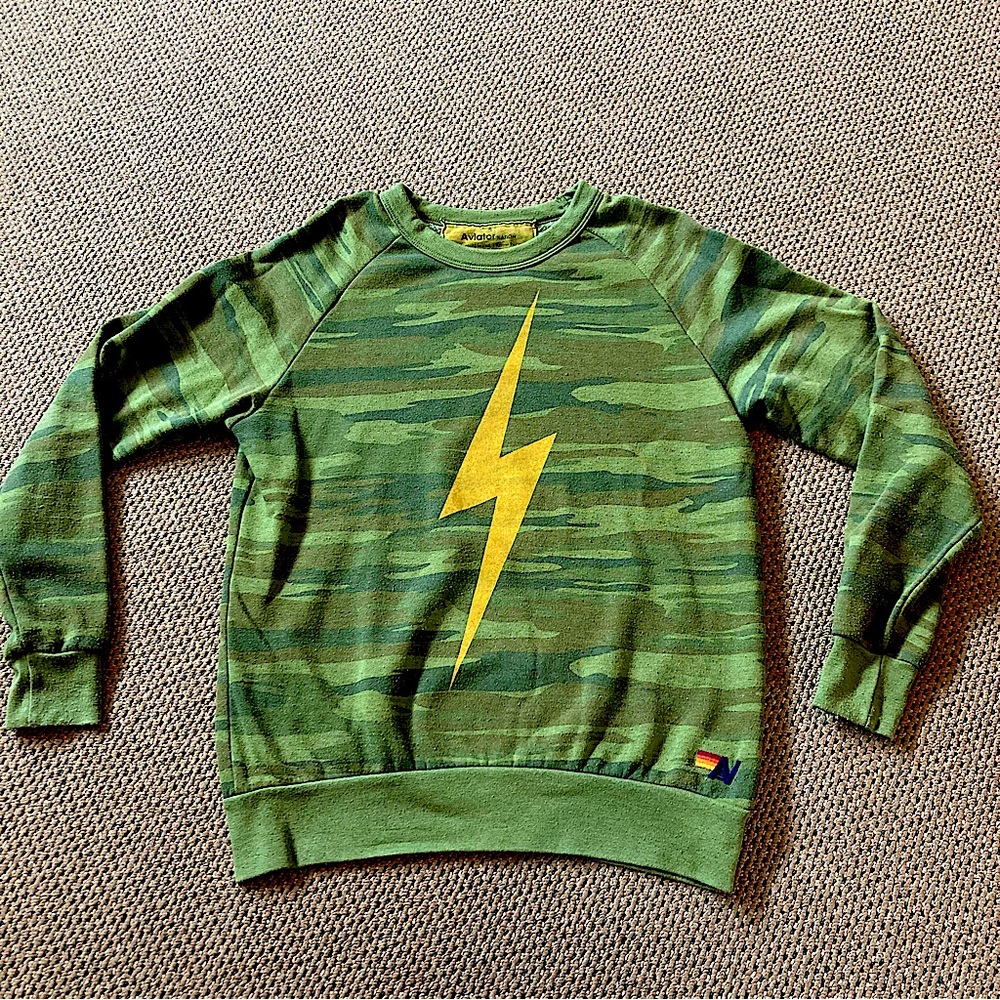 Aviator Nation Camo Lightning Bolt Sweatshirt/Crewneck